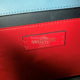 Valentino Large Palm Print Calfskin Messenger Bag Blue 0074l