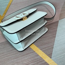 Valentino Large Palm Print Calfskin Messenger Bag White 0074l