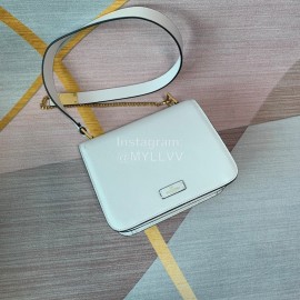 Valentino Large Palm Print Calfskin Messenger Bag White 0074l