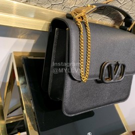 Valentino Large Palm Print Calfskin Messenger Bag Black 0074l