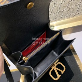 Valentino Large Palm Print Calfskin Messenger Bag Black 0074l