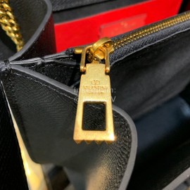 Valentino Large Palm Print Calfskin Messenger Bag Black 0074l