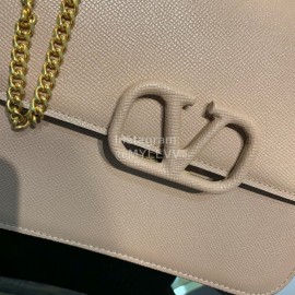 Valentino Large Palm Print Calfskin Messenger Bag Apricot 0074l