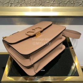 Valentino Large Palm Print Calfskin Messenger Bag Apricot 0074l