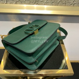 Valentino Large Palm Print Calfskin Messenger Bag Green 0074l