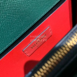 Valentino Large Palm Print Calfskin Messenger Bag Green 0074l