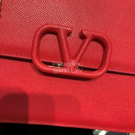 Valentino Large Palm Print Calfskin Messenger Bag Red 0074l