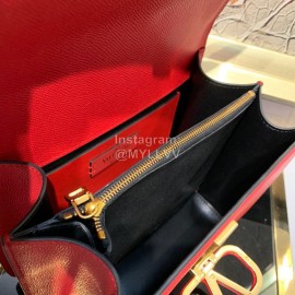 Valentino Large Palm Print Calfskin Messenger Bag Red 0074l