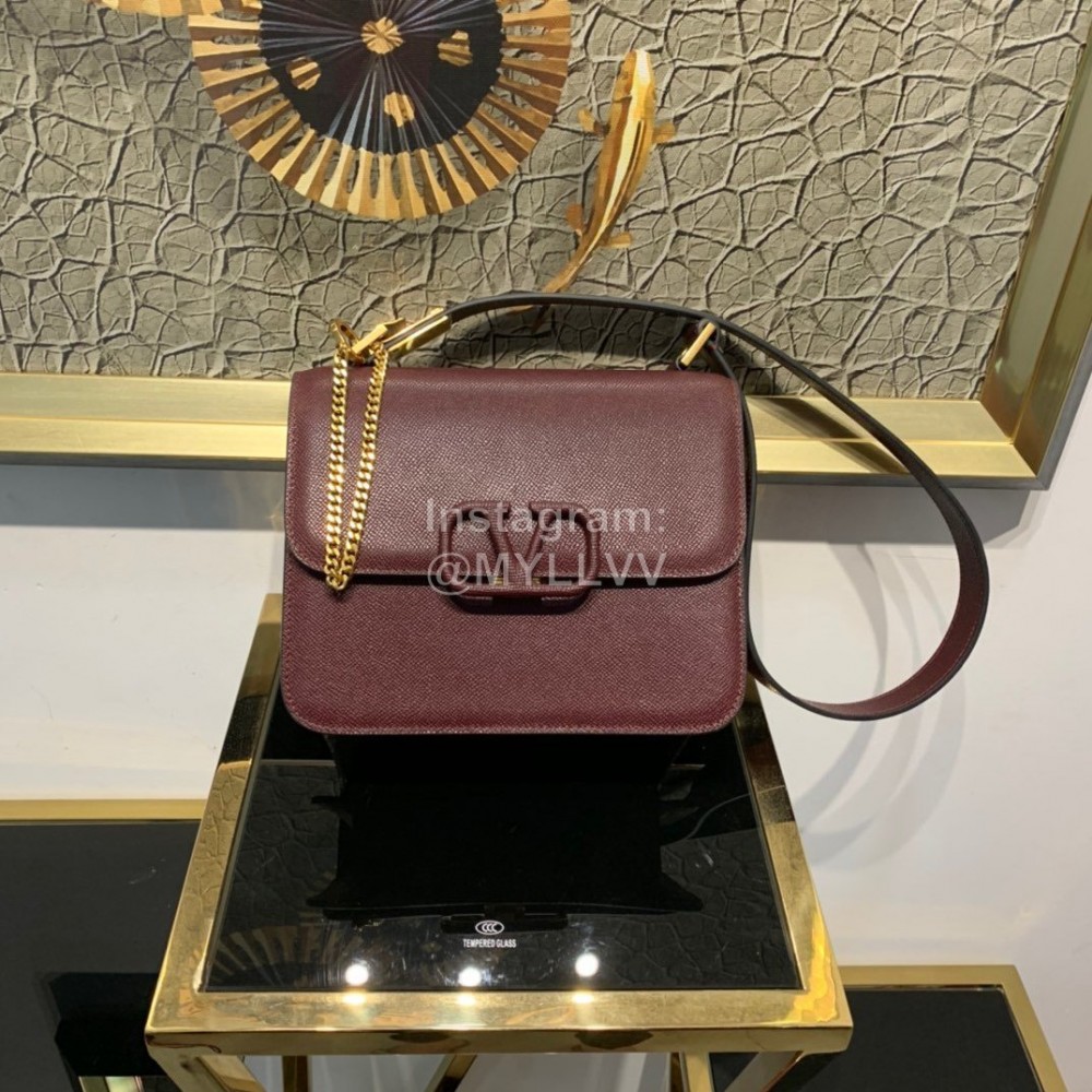 Valentino Large Palm Print Calfskin Messenger Bag Purple 0074l