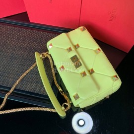 Valentino Large Napa Sheepskin Leather Chain Retro Bag Yellow 2060l