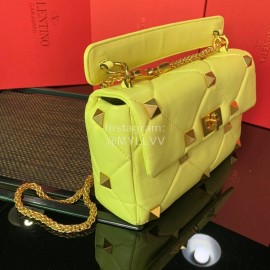 Valentino Large Napa Sheepskin Leather Chain Retro Bag Yellow 2060l
