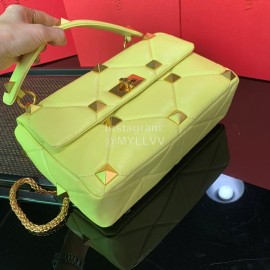 Valentino Large Napa Sheepskin Leather Chain Retro Bag Yellow 2060l