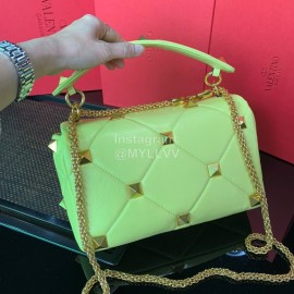 Valentino Large Napa Sheepskin Leather Chain Retro Bag Yellow 2060l