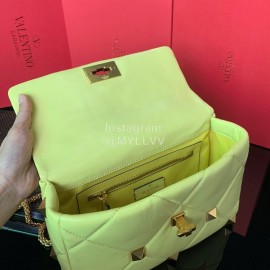 Valentino Large Napa Sheepskin Leather Chain Retro Bag Yellow 2060l