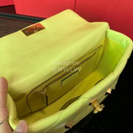 Valentino Large Napa Sheepskin Leather Chain Retro Bag Yellow 2060l