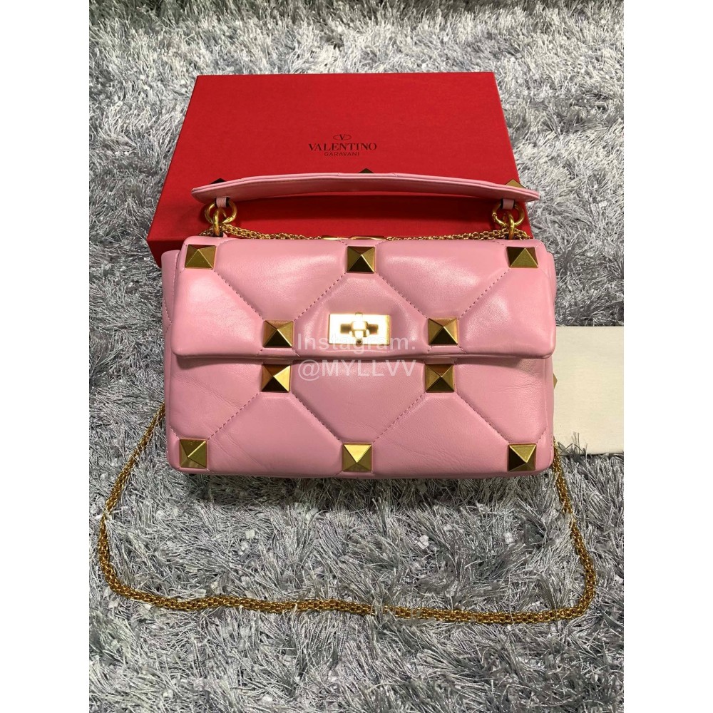 Valentino Large Napa Sheepskin Pink Leather Chain Retro Bag 2060l
