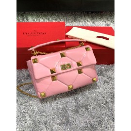 Valentino Large Napa Sheepskin Pink Leather Chain Retro Bag 2060l