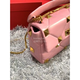 Valentino Large Napa Sheepskin Pink Leather Chain Retro Bag 2060l