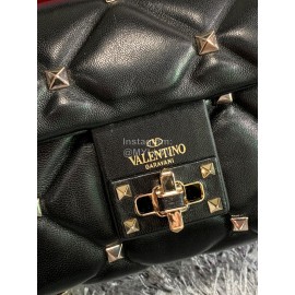 Valentino Autumn Winter Sheepskin Messenger Bag Black 0720s