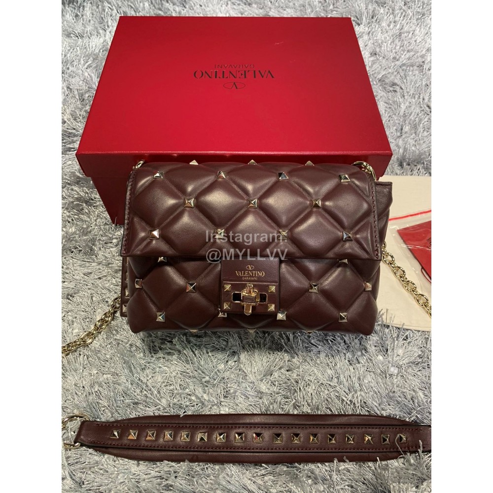 Valentino Large Sheepskin Messenger Bag Purplish Red 0720l