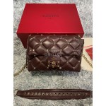 Valentino Large Sheepskin Messenger Bag Purplish Red 0720l