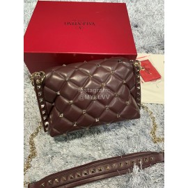 Valentino Large Sheepskin Messenger Bag Purplish Red 0720l