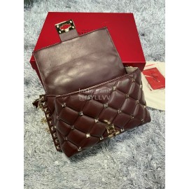 Valentino Large Sheepskin Messenger Bag Purplish Red 0720l