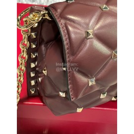 Valentino Large Sheepskin Messenger Bag Purplish Red 0720l