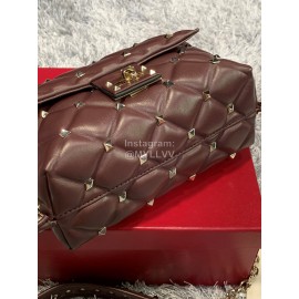 Valentino Large Sheepskin Messenger Bag Purplish Red 0720l