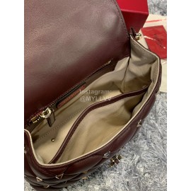 Valentino Large Sheepskin Messenger Bag Purplish Red 0720l