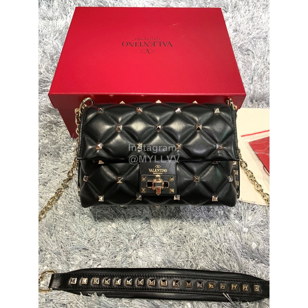 Valentino Large Sheepskin Messenger Bag Black 0720l