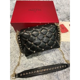 Valentino Large Sheepskin Messenger Bag Black 0720l