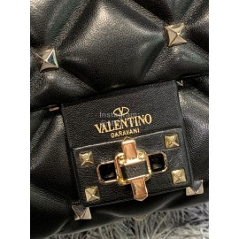 Valentino Large Sheepskin Messenger Bag Black 0720l