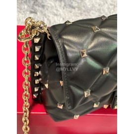 Valentino Large Sheepskin Messenger Bag Black 0720l