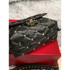 Valentino Large Sheepskin Messenger Bag Black 0720l