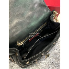 Valentino Large Sheepskin Messenger Bag Black 0720l
