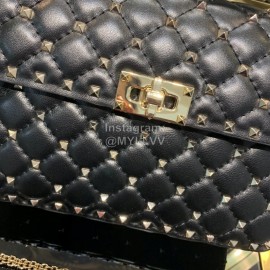 Valentino Fashion Medium Sheepskin Chain Bag Black 0122b