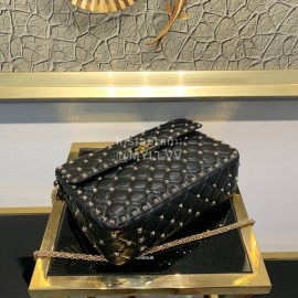 Valentino Fashion Medium Sheepskin Chain Bag Black 0122b