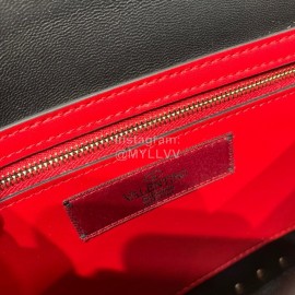 Valentino Fashion Medium Sheepskin Chain Bag Black 0122b