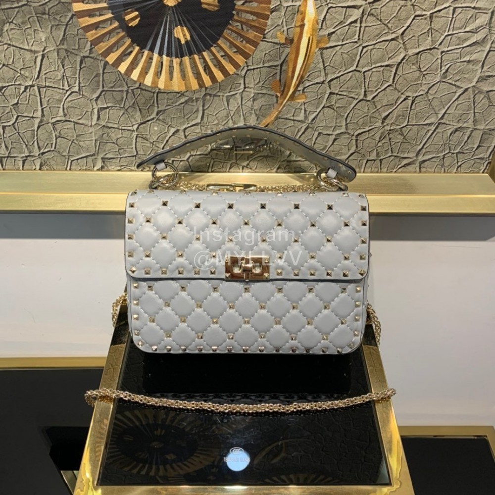 Valentino Fashion Medium Sheepskin Chain Bag White 0122b