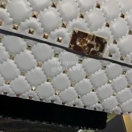 Valentino Fashion Medium Sheepskin Chain Bag White 0122b