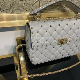 Valentino Fashion Medium Sheepskin Chain Bag White 0122b