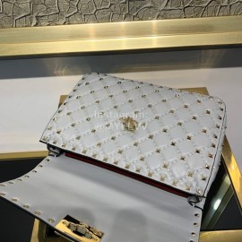 Valentino Fashion Medium Sheepskin Chain Bag White 0122b