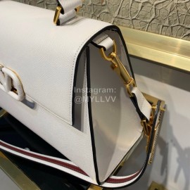 Valentino Fashion Leather Buckle Cowhide Commuter Bag White 0082