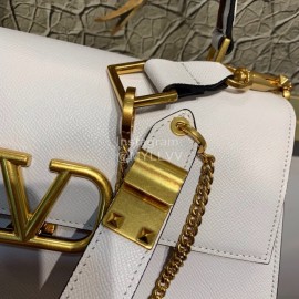 Valentino Fashion Leather Buckle Commuter Bag White 0082