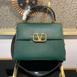 Valentino Fashion Leather Buckle Commuter Bag Green 0082