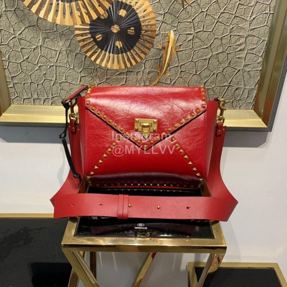 Valentino Fashionable Autumn Winter Leather Bag Red 0056