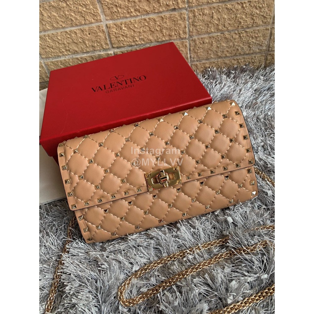 Valentino Sheepskin Chain Flip Bag For Women Orange 0137b