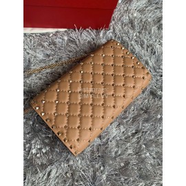 Valentino Sheepskin Chain Flip Bag For Women Orange 0137b