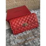 Valentino Sheepskin Chain Flip Bag For Women Red 0137b